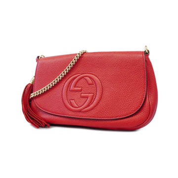 Gucci Soho 536224 Women's Leather Shoulder Bag Red Color