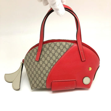 GUCCI handbag 284720 PVC leather beige red gold hardware ladies