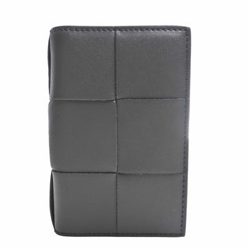BOTTEGA VENETA Maxi Intrecciato Leather Bifold Card Case Gray Women's