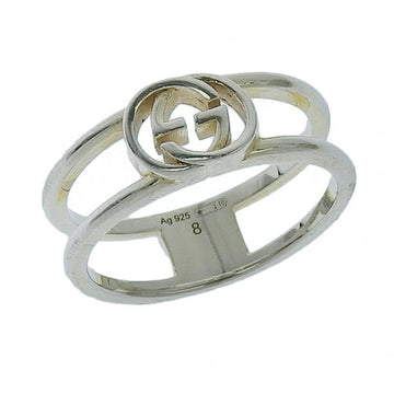 GUCCI SV925 Interlocking G Open Band Ring #8 298036 Silver No.8