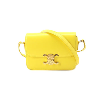 Celine Teen Triomphe Bag Shoulder Leather Citron Yellow 188423BF4 Gold Hardware