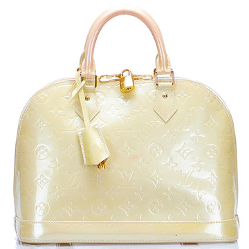 LOUIS VUITTON Monogram Vernis Alma PM Handbag M90170 Dune Beige Patent Leather Ladies