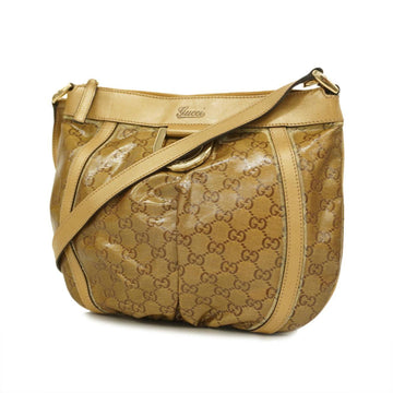 GUCCI Shoulder Bag GG Crystal 203257 Canvas Leather Gold Hardware Women's