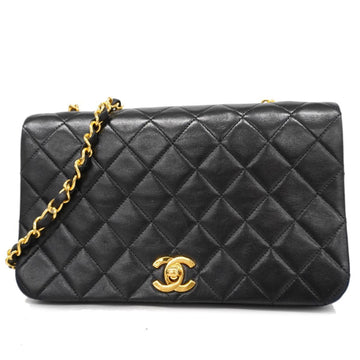 CHANEL Shoulder Bag Matelasse Chain Lambskin Black Gold Hardware Women's