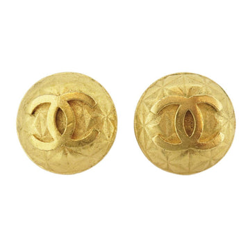 CHANEL earrings vintage here mark round shape circle GP plated gold 95A ladies