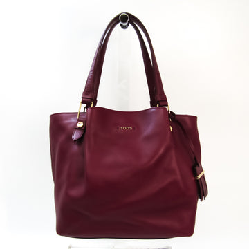 TOD'S Flower Bag Women's Leather Handbag Bordeaux,Purple
