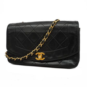 Chanel Shoulder Bag Matelasse Diana Flap Single Chain Lambskin Black Gold Metal