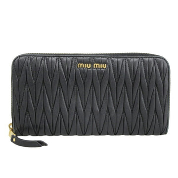 MIU MIU Matelasse Round Long Wallet Black Ladies