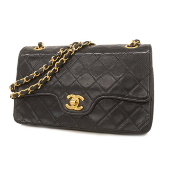 Chanel Shoulder Bag Matelasse W Flap W Chain Lambskin Black Gold metal