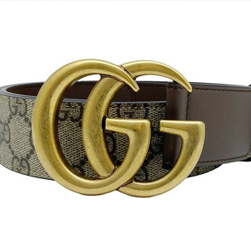 GUCCI GG Belt Supreme Double G Beige/Brown 400593 #75 Leather Men's Women's