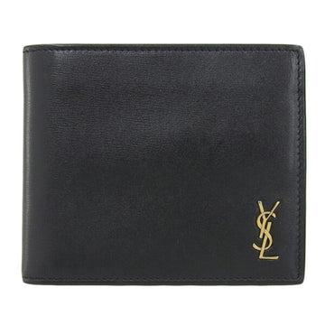 SAINT LAURENT Leather Bifold Wallet Black Men's