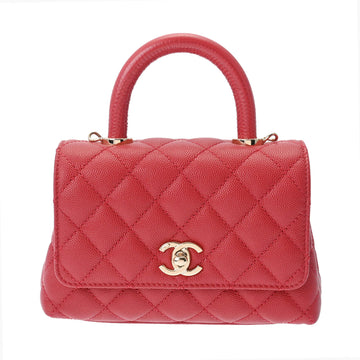 CHANEL Matelasse XXS Red AS2215 Women's Caviar Skin Handbag