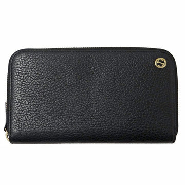 GUCCI Wallet Men's Long Leather Black 449347 Round