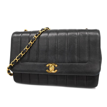 CHANEL Shoulder Bag Mademoiselle Chain Lambskin Black Gold Hardware Women's