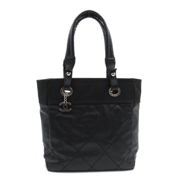 CHANEL Paris Biarritz Tote PM Black PVC coated canvas A34208