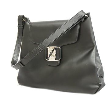 Salvatore Ferragamo shoulder bag leather black silver metal