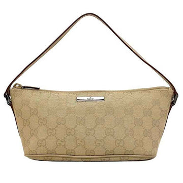 GUCCI Pouch Beige GG 07198 Canvas Leather  Handbag Ladies