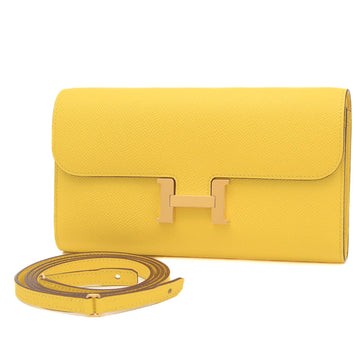 HERMES Constance Two Go Long Wallet Epson Jaune Naple Gold Hardware