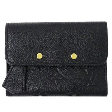 LOUIS VUITTON Wallet Monogram Empreinte Women's Trifold Portefeuille Pont Neuf Noir M62184 Black