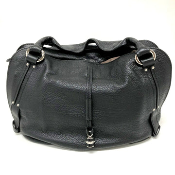 CELINE Shoulder Bag Bitter Sweet Leather Black Silver Metal Fittings Women's