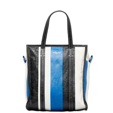 BALENCIAGA Stripe Bazaar Shopper Handbag Tote Bag 513990 Multicolor Leather Ladies