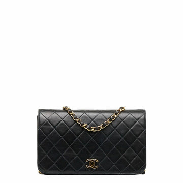 CHANEL Matelasse 23 Coco Mark Full Flap Chain Shoulder Bag Black Lambskin Women's