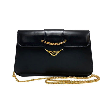 CARTIER Sapphire Line Leather Genuine Chain Mini Shoulder Bag Pochette Navy Blue 58439