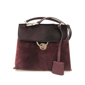 Salvatore Ferragamo Gancini DH-21 H442 Women's Leather,Fur Handbag,Shoulder Bag Wine