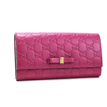 Gucci Shima Bi-Fold Wallet GG Pattern Ribbon Pink Purple 388679 Ladies