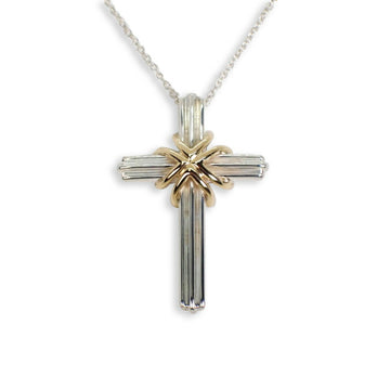 TIFFANY 925 750 signature cross pendant necklace