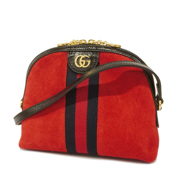 GUCCI[3zc3211] Auth  Shoulder Bag Ophidia 499621 Suede Red Gold metal