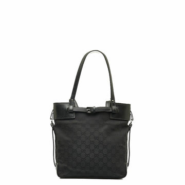 GUCCI GG canvas handbag tote bag 107757 black leather ladies