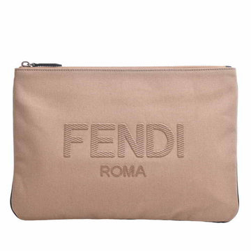 FENDI canvas clutch bag second - beige