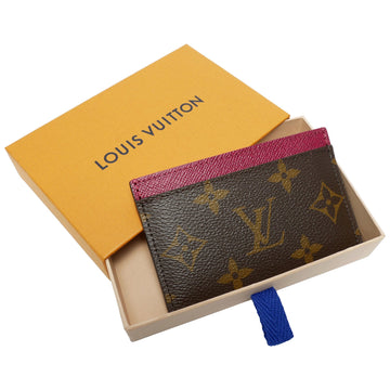 Louis Vuitton Monogram Portocarte Sample Card Case Pass Business Holder Billfold Women's IC Chip Canvas Brown Fuchsia M60703
