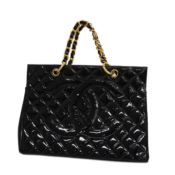 CHANELAuth  Matelasse Chain Handle Women's Patent Leather Handbag Black