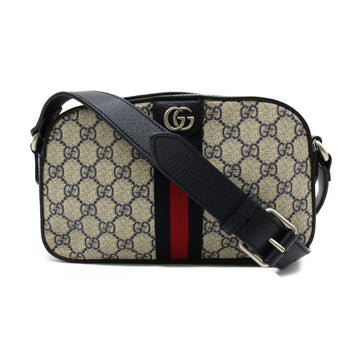 GUCCI Shoulder Bag Navy PVC coated canvas leather 681064