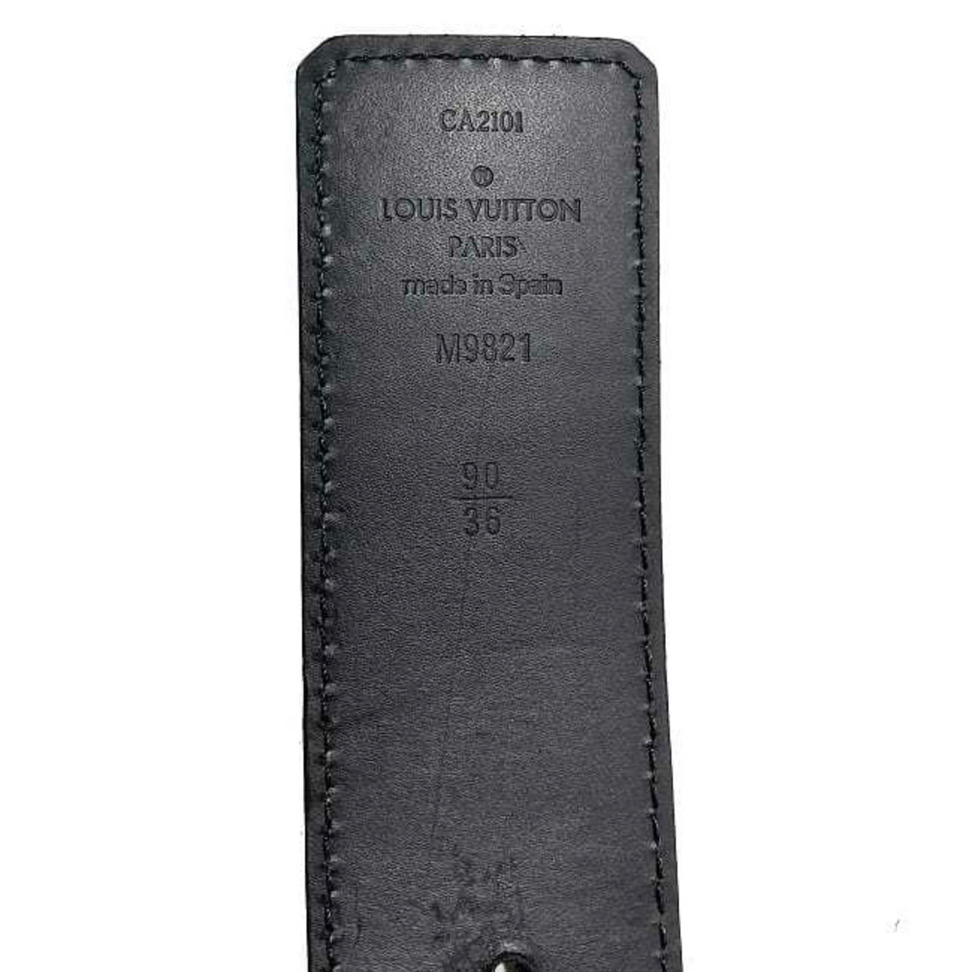 Authenticated Used Louis Vuitton Belt Centure LV Initial Brown Black Silver  Monogram Macassar M9821 Buckle 40mm Canvas Leather Metal CA2101 LOUIS  VUITTON 90cm Waist Long Men 