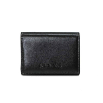 BALENCIAGA Essential Mini Wallet Trifold Leather Black 664037