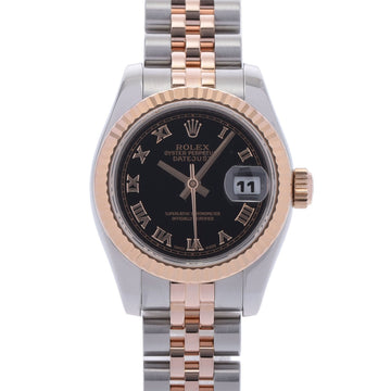 ROLEX Datejust 179171 Women's PG SS Watch Automatic Black Dial