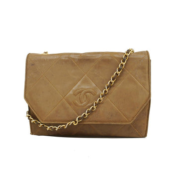 CHANEL Shoulder Bag Matelasse Chain Lambskin Brown Women's