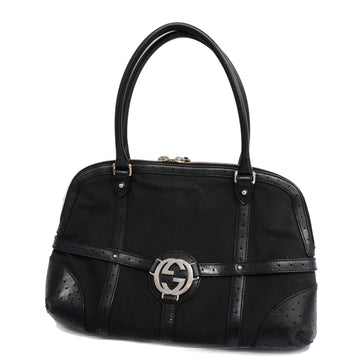 GUCCIAuth  Handbag 114887 Women's Canvas Handbag Black