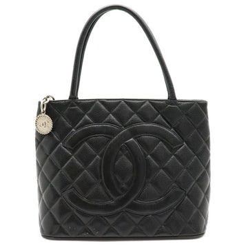 Chanel Matelasse Caviar Skin Reprint Tote Bag Cocomark Leather Black A01804