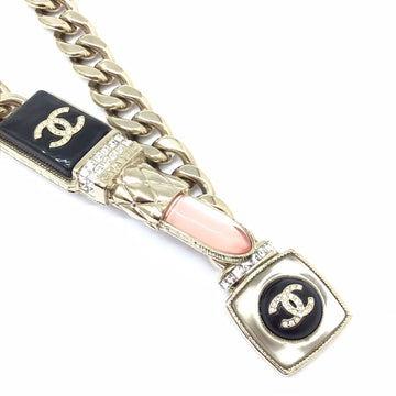 CHANEL Choker Coco Mark Lipstick Rhinestone Gold Champagne Neck Accessories Ladies