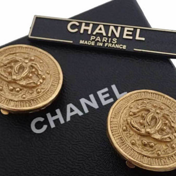 CHANEL Earrings Coco Mark Gold Round Womens