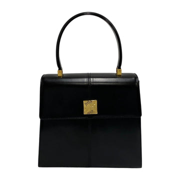 YVES SAINT LAURENT Logo Metal Fittings Calf Leather Genuine Handbag Mini Tote Bag Black