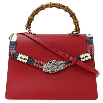 GUCCI Bag Ladies Handbag Shoulder 2way Lilith Bamboo Coral Snake Leather Red 453750