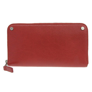 Balenciaga leather round long wallet red