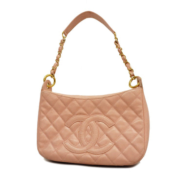 Chanel shoulder bag matelasse chain shoulder caviar skin pink gold metal