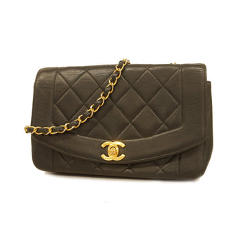 Chanel Matelasse Diana Flap Single Chain Women's Leather Shoulder Bag Black