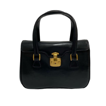 GUCCI Old Ladylock Hardware Calf Leather Genuine Handbag Mini Tote Bag Navy